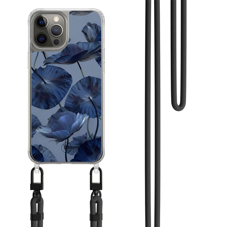 Casimoda iPhone 12 (Pro) hoesje met zwart koord - Dusky blooms