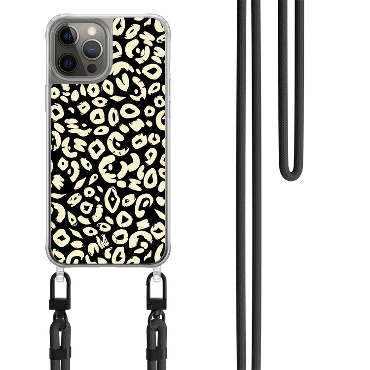 Casimoda iPhone 12 (Pro) hoesje met zwart koord - Animal skin