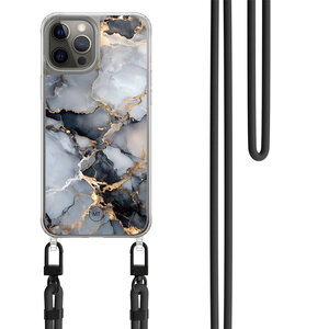 Casimoda iPhone 12 (Pro) hoesje met zwart koord - Marble mist