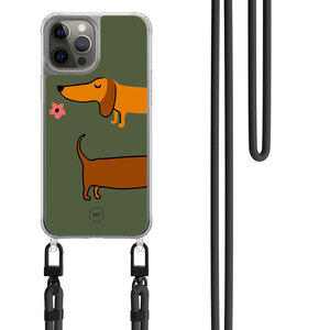 Casimoda iPhone 12 (Pro) hoesje met zwart koord - Sausage stroll
