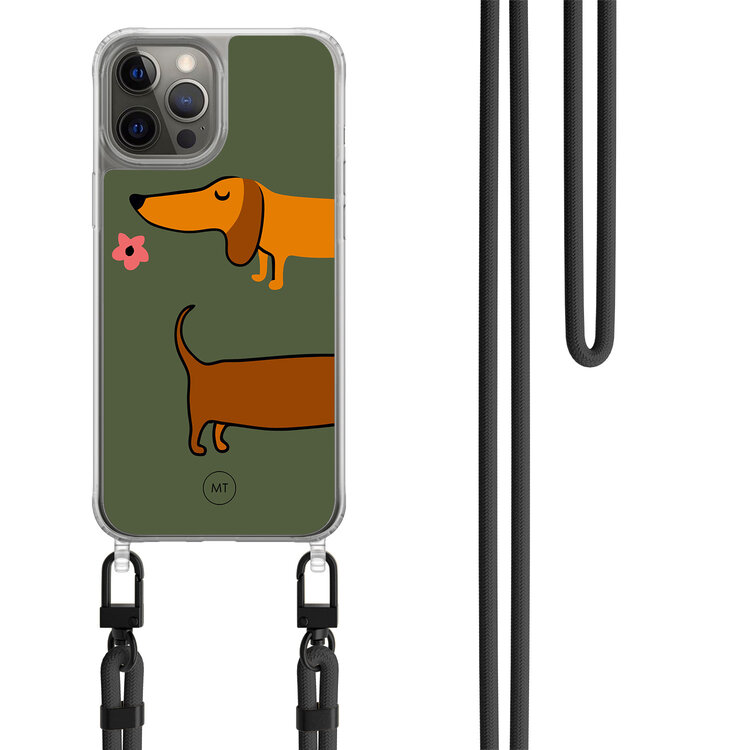 Casimoda iPhone 12 (Pro) hoesje met zwart koord - Sausage stroll