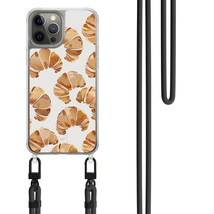 Casimoda iPhone 12 (Pro) hoesje met zwart koord - Croissant