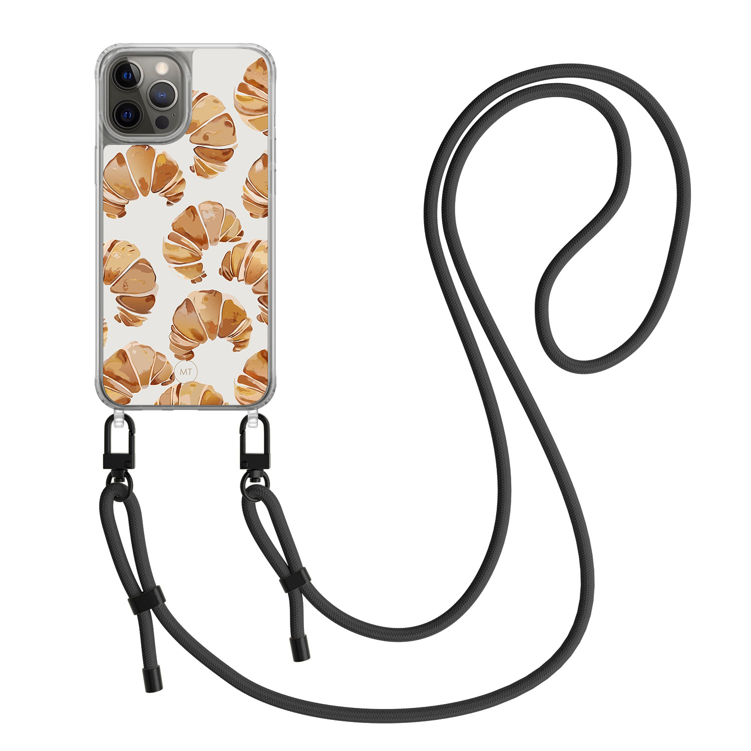 Casimoda iPhone 12 (Pro) hoesje met zwart koord - Croissant