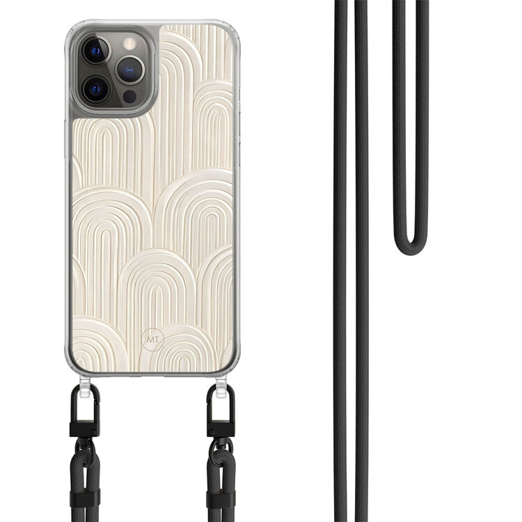 Casimoda iPhone 12 (Pro) hoesje met zwart koord - Modern waves