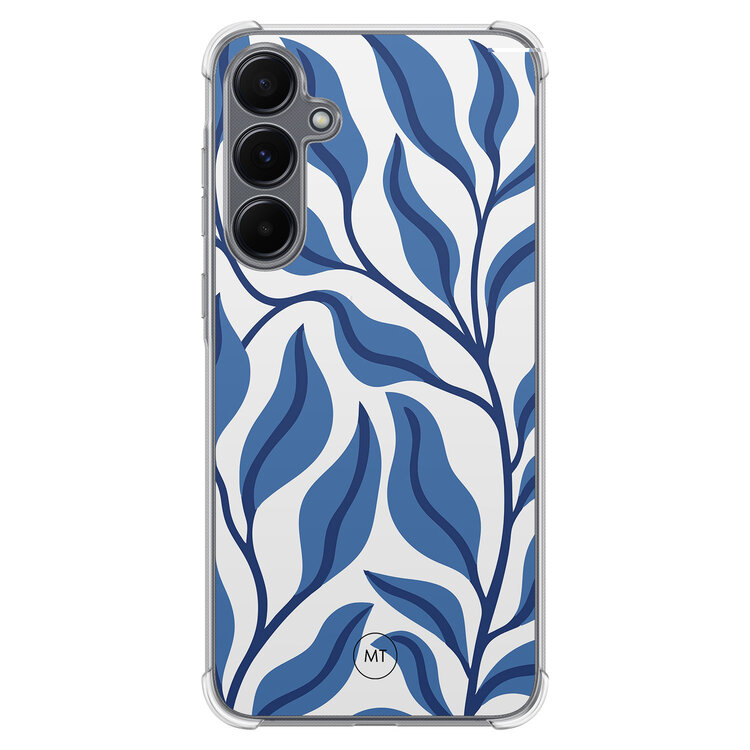 Mooie Telefoonhoesjes Samsung Galaxy A55 shockproof hoesje - Blue leaves
