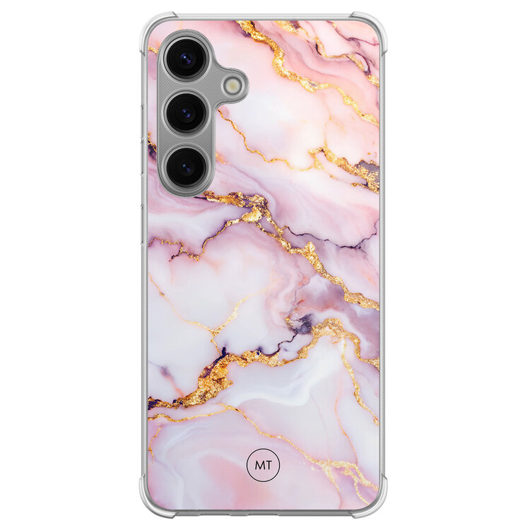 Mooie Telefoonhoesjes Samsung Galaxy S24 shockproof hoesje - Marble pink