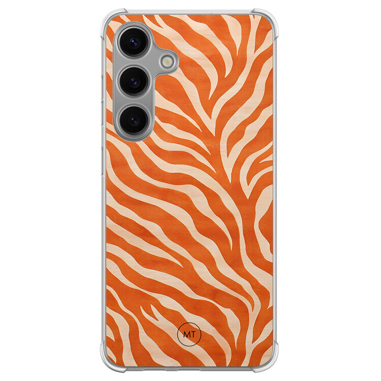 Mooie Telefoonhoesjes Samsung Galaxy S24 shockproof hoesje - Zebra oranje