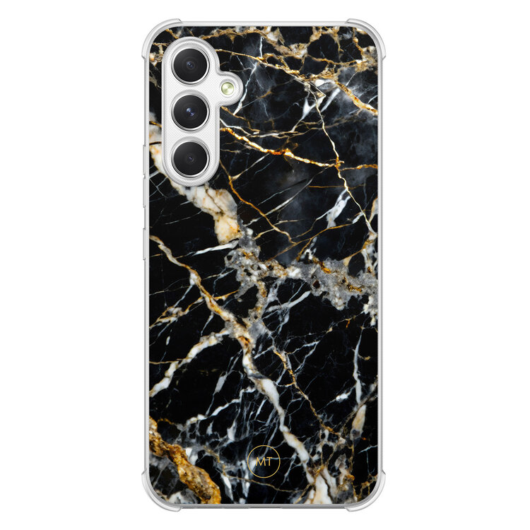 Mooie Telefoonhoesjes Samsung Galaxy A54 shockproof hoesje - Black marble elegance