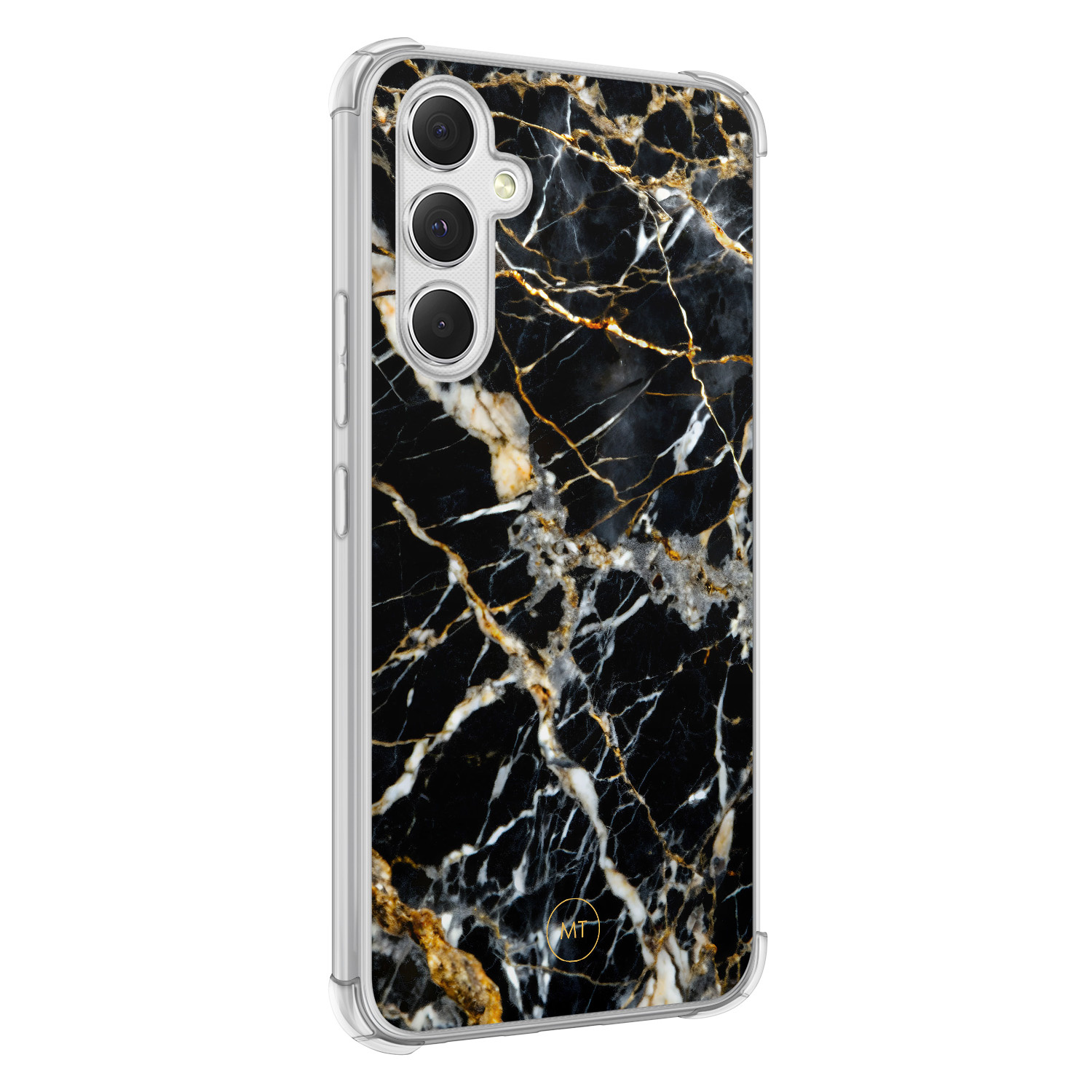 Mooie Telefoonhoesjes Samsung Galaxy A54 shockproof hoesje - Black marble elegance