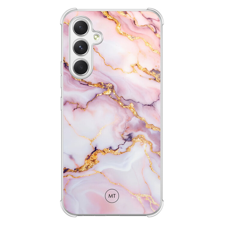 Mooie Telefoonhoesjes Samsung Galaxy A54 shockproof hoesje - Marble pink