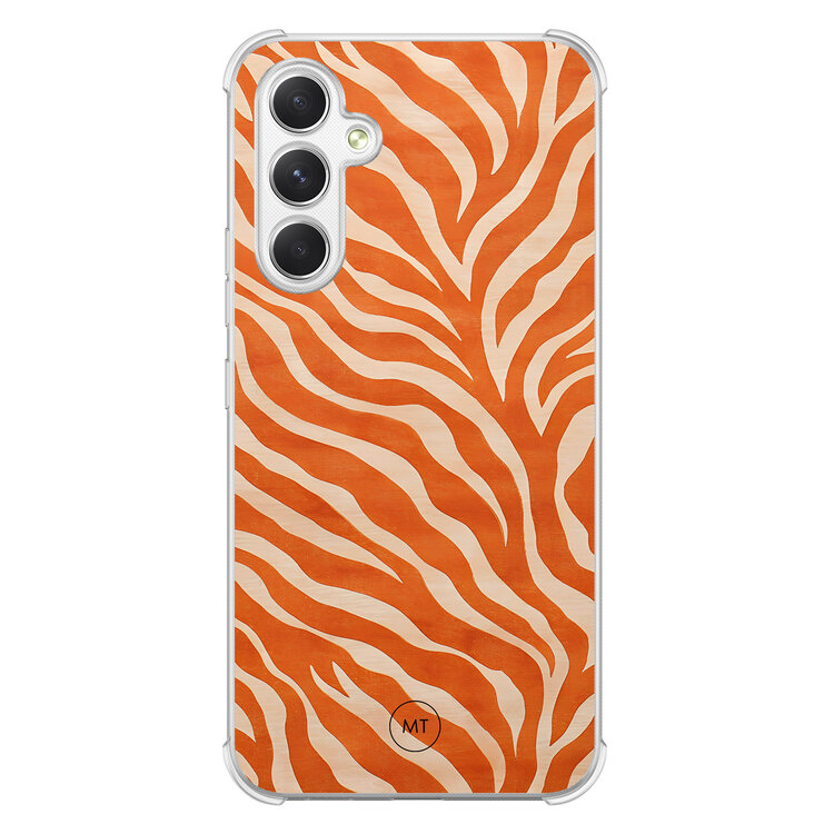 Mooie Telefoonhoesjes Samsung Galaxy A54 shockproof hoesje - Zebra oranje