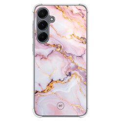 Mooie Telefoonhoesjes Samsung Galaxy A35 shockproof hoesje - Marble pink