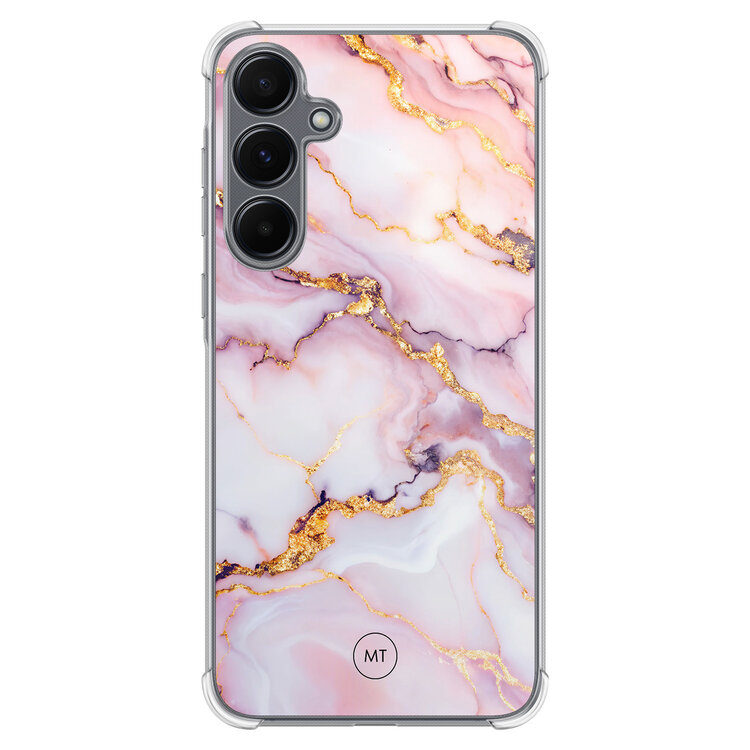 Mooie Telefoonhoesjes Samsung Galaxy A35 shockproof hoesje - Marble pink