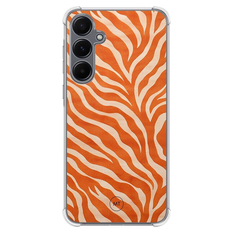 Mooie Telefoonhoesjes Samsung Galaxy A15 shockproof hoesje - Zebra oranje