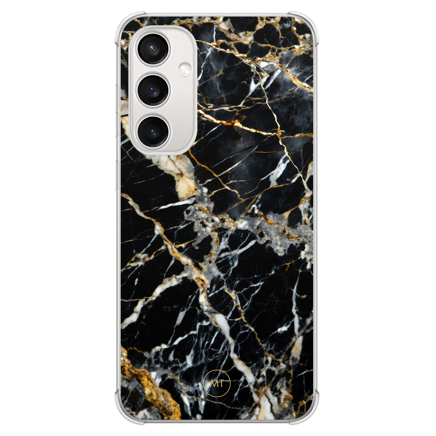 Mooie Telefoonhoesjes Samsung Galaxy S23 FE shockproof hoesje - Black marble elegance