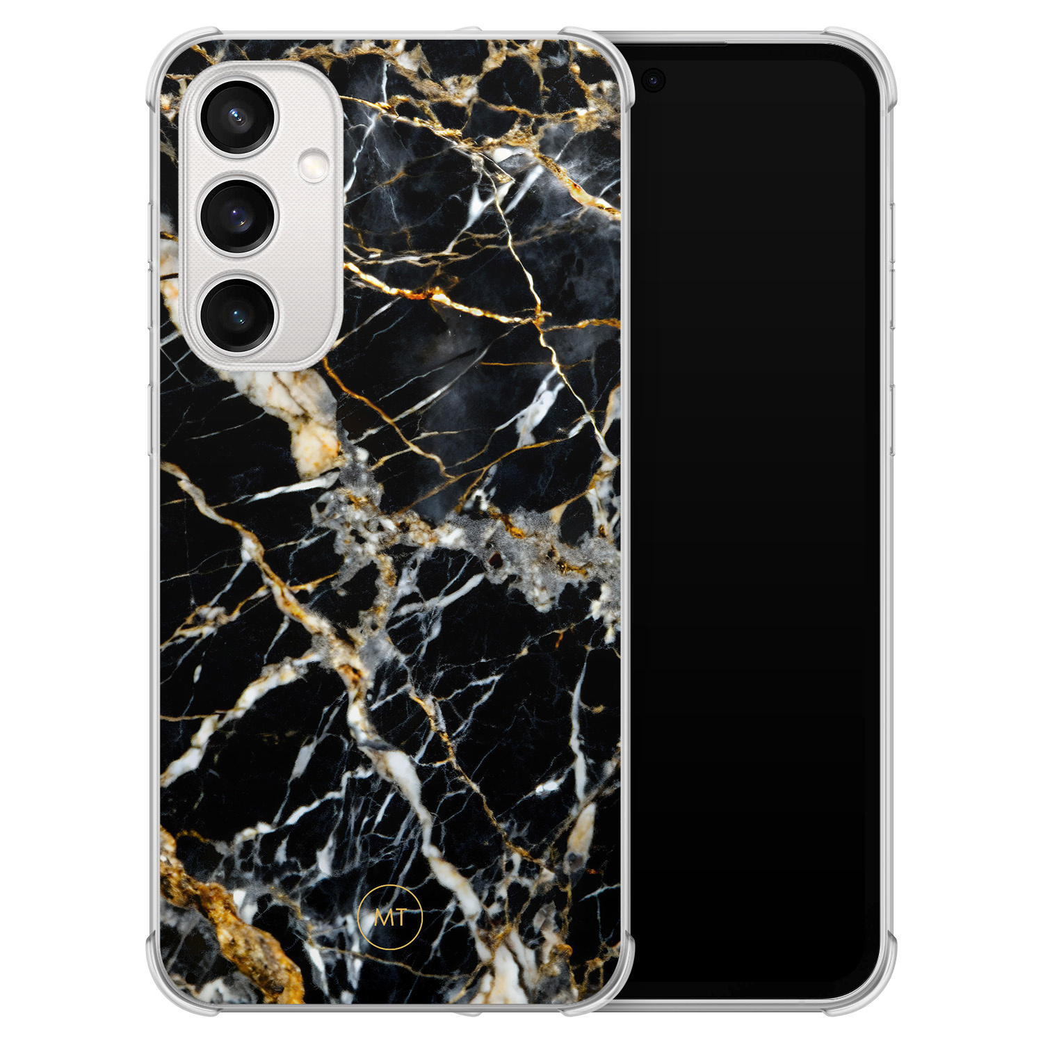 Mooie Telefoonhoesjes Samsung Galaxy S23 FE shockproof hoesje - Black marble elegance