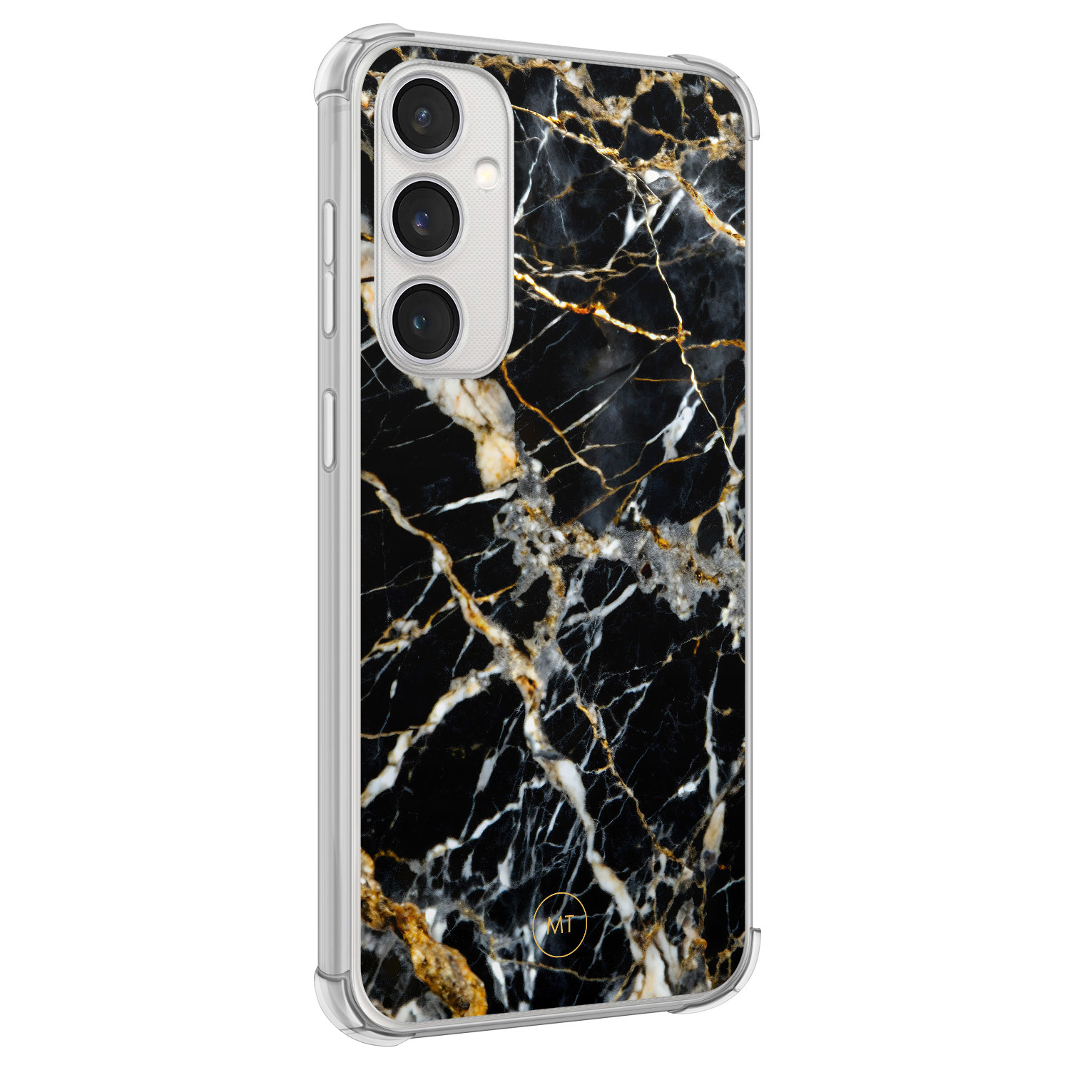 Mooie Telefoonhoesjes Samsung Galaxy S23 FE shockproof hoesje - Black marble elegance