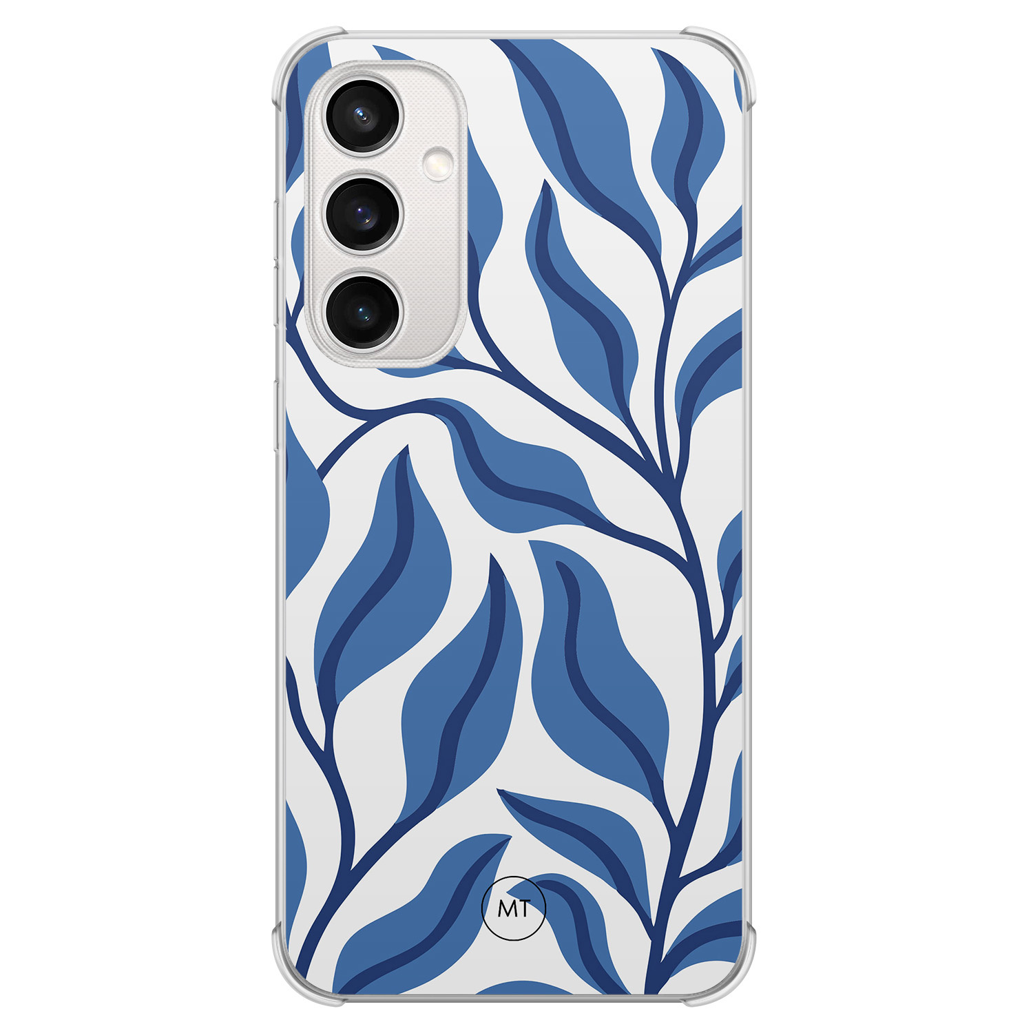 Mooie Telefoonhoesjes Samsung Galaxy S23 FE shockproof hoesje - Blue leaves