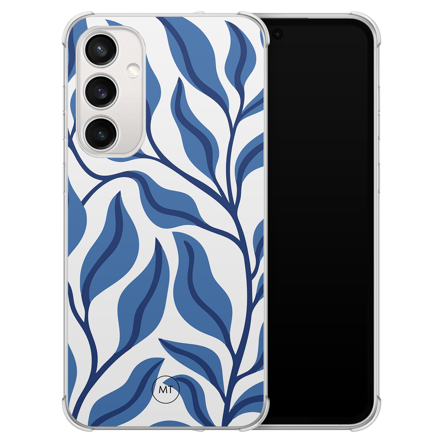 Mooie Telefoonhoesjes Samsung Galaxy S23 FE shockproof hoesje - Blue leaves