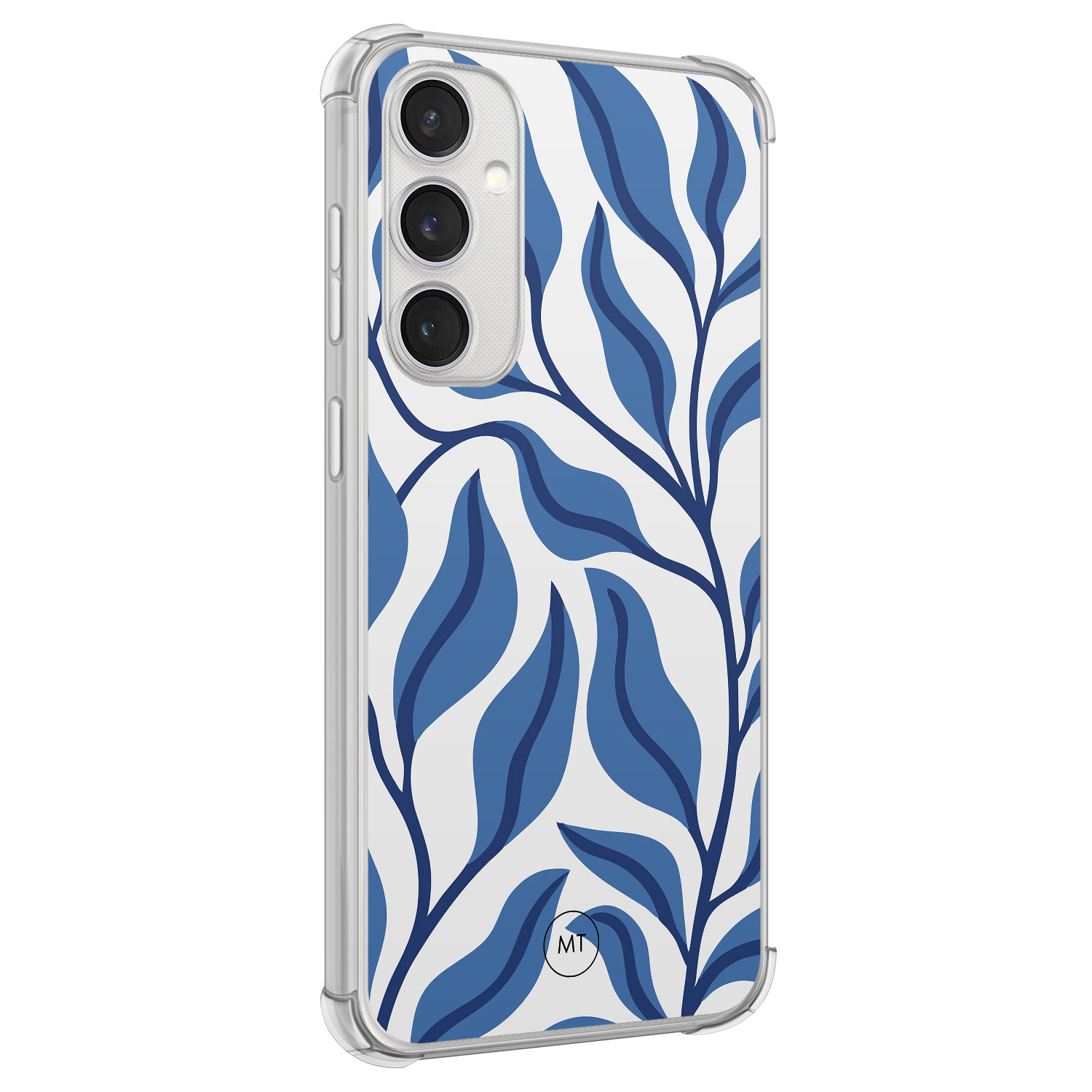 Mooie Telefoonhoesjes Samsung Galaxy S23 FE shockproof hoesje - Blue leaves