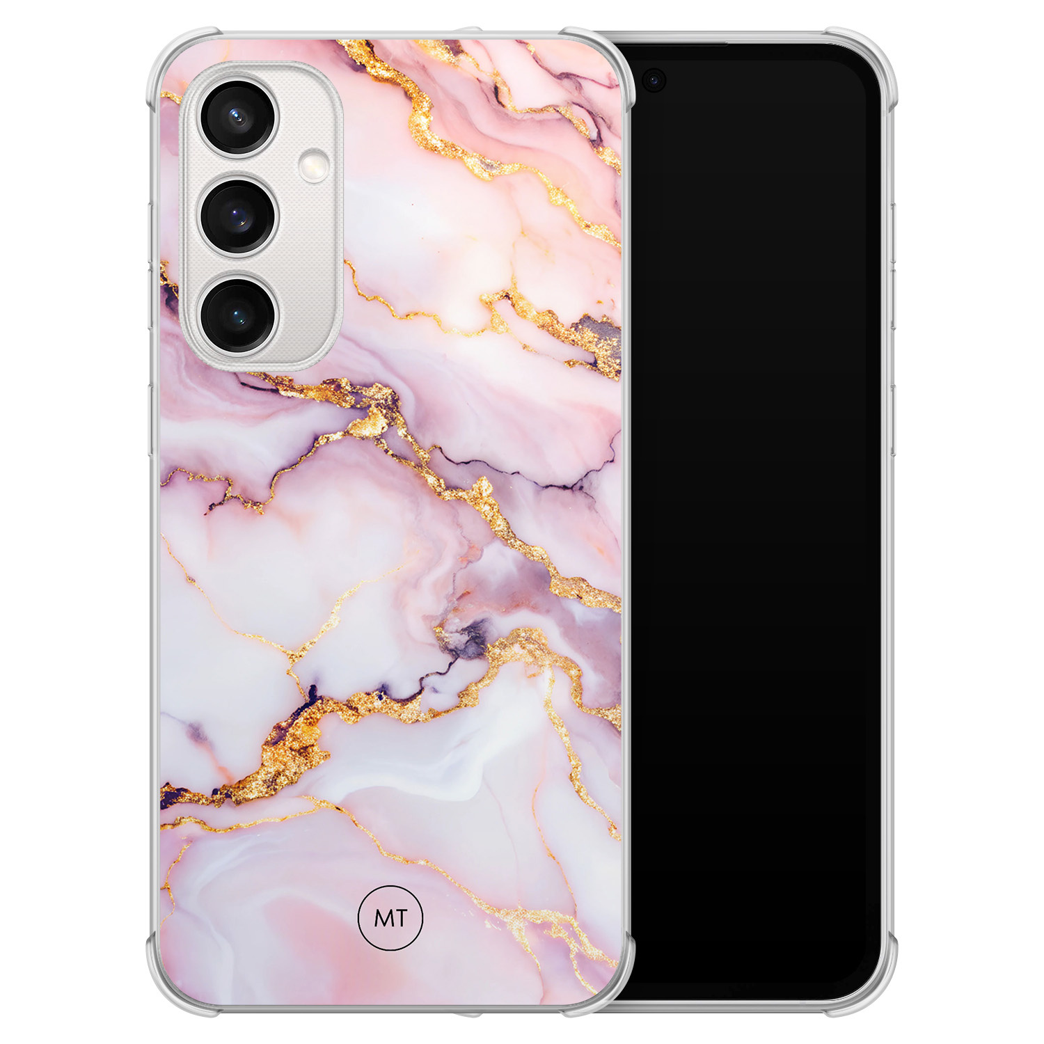Mooie Telefoonhoesjes Samsung Galaxy S23 FE shockproof hoesje - Marble pink