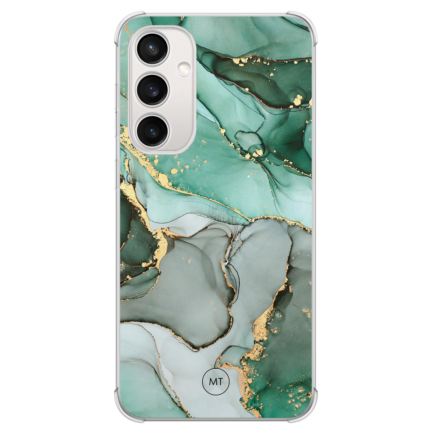 Mooie Telefoonhoesjes Samsung Galaxy S23 FE shockproof hoesje - Groen grijs marmer