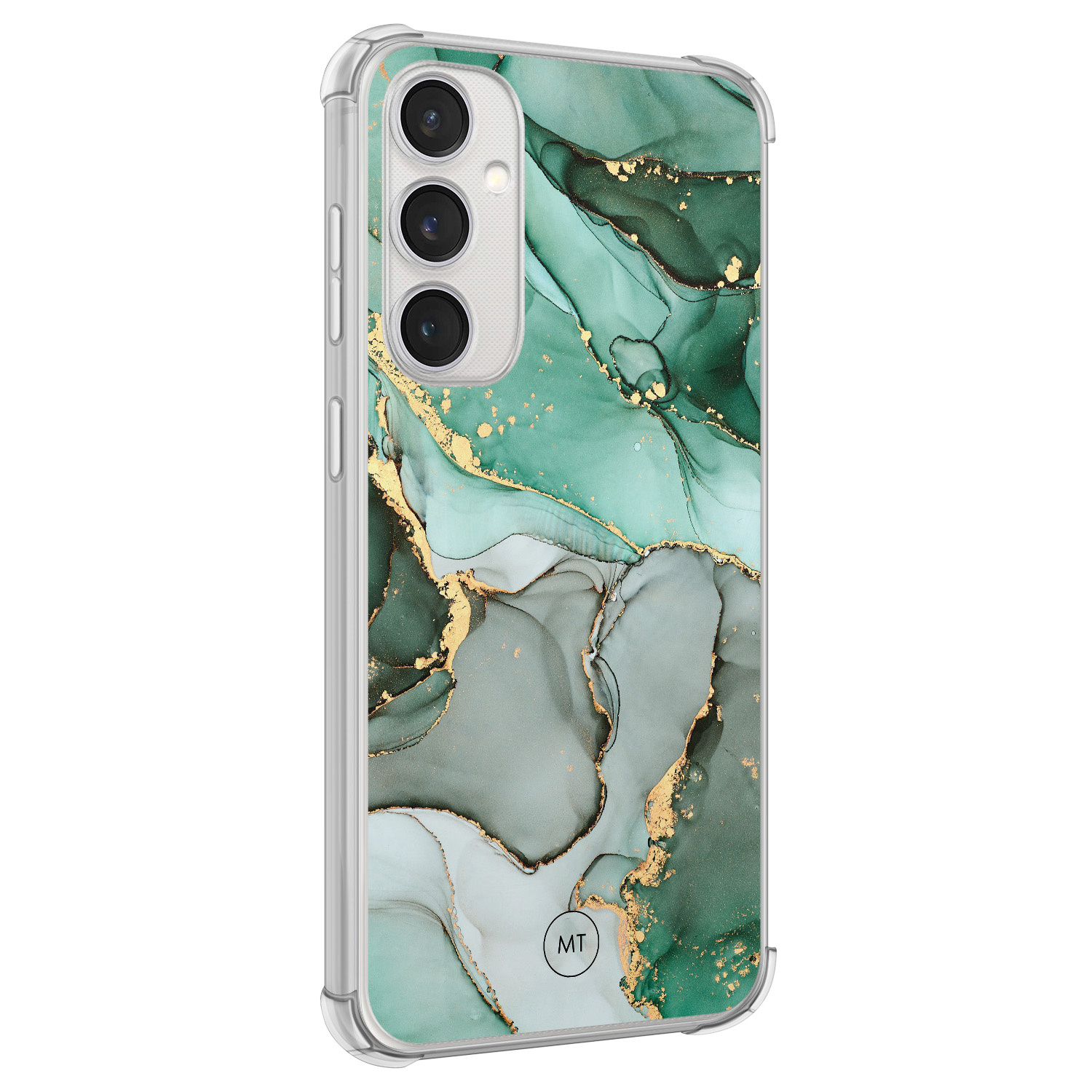 Mooie Telefoonhoesjes Samsung Galaxy S23 FE shockproof hoesje - Groen grijs marmer