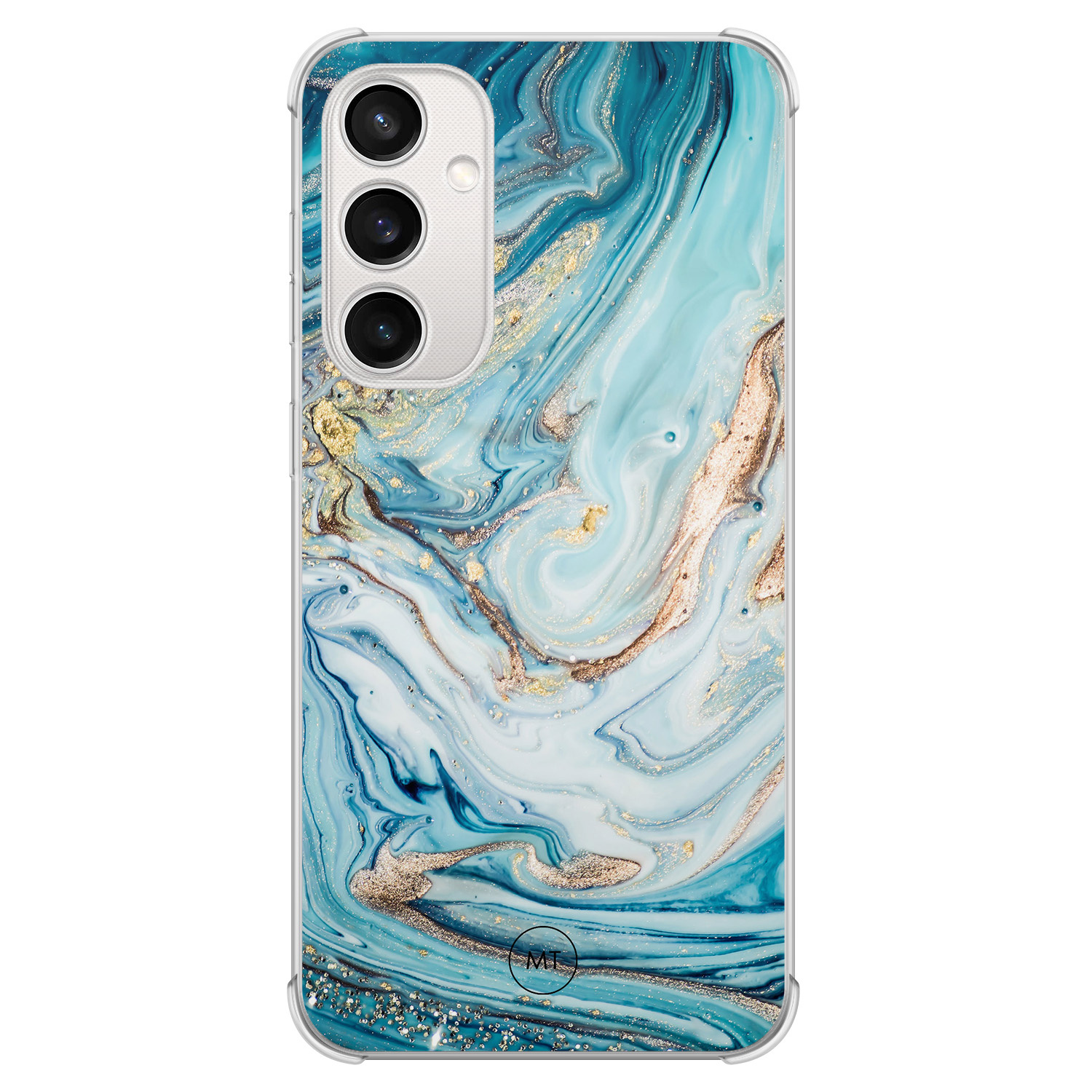 Mooie Telefoonhoesjes Samsung Galaxy S23 FE shockproof hoesje - Marmer blauw goud