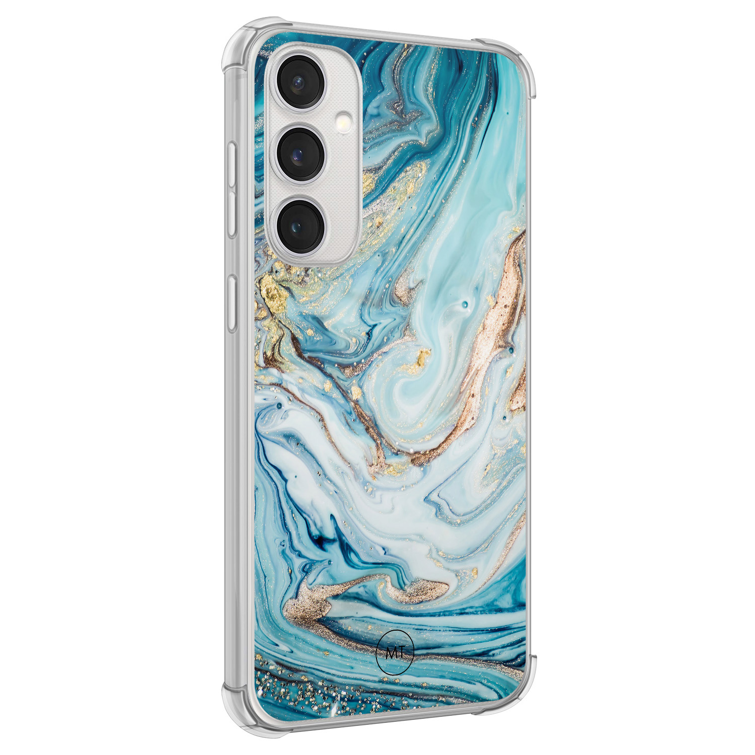 Mooie Telefoonhoesjes Samsung Galaxy S23 FE shockproof hoesje - Marmer blauw goud