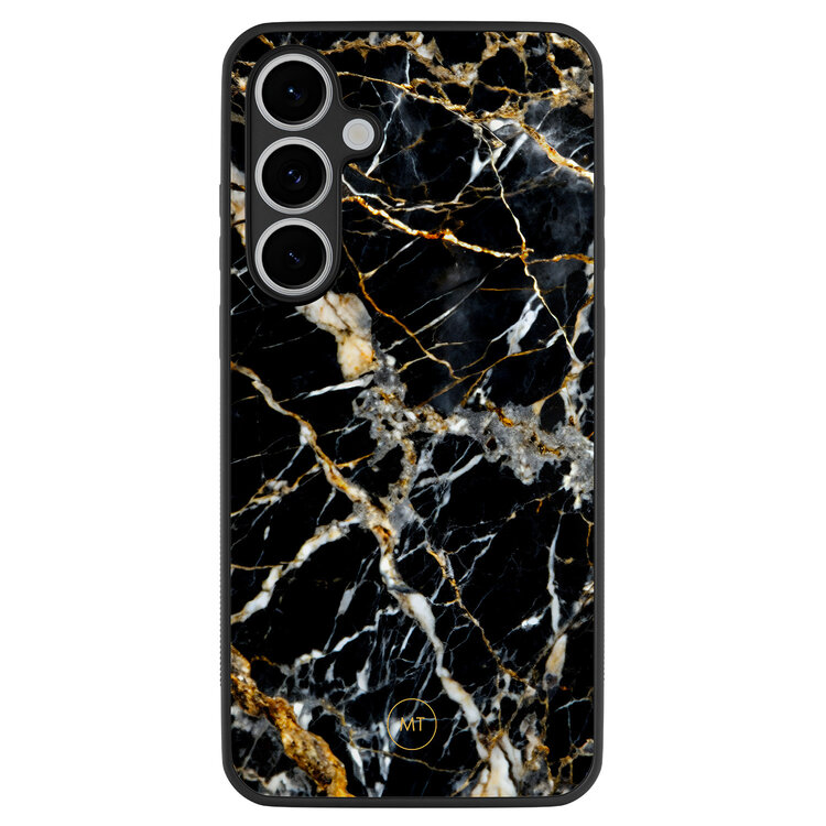 Mooie Telefoonhoesjes Samsung Galaxy S24 FE hoesje - Black marble elegance