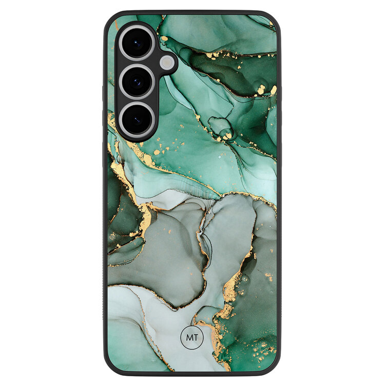 Mooie Telefoonhoesjes Samsung Galaxy S24 FE hoesje - Groen grijs marmer