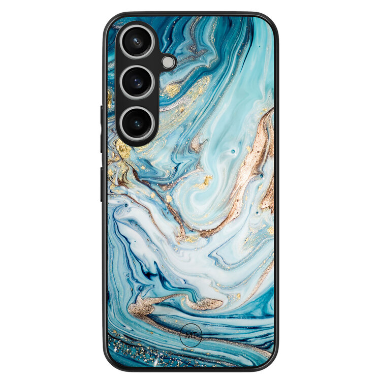 Mooie Telefoonhoesjes Samsung Galaxy A55 hoesje - Marmer blauw goud