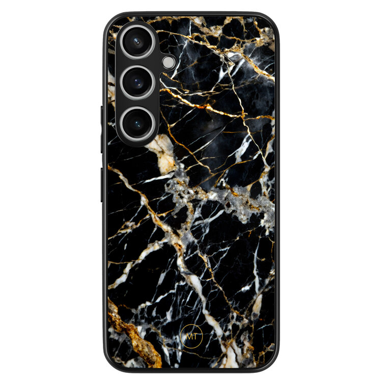 Mooie Telefoonhoesjes Samsung Galaxy A35 hoesje - Black marble elegance