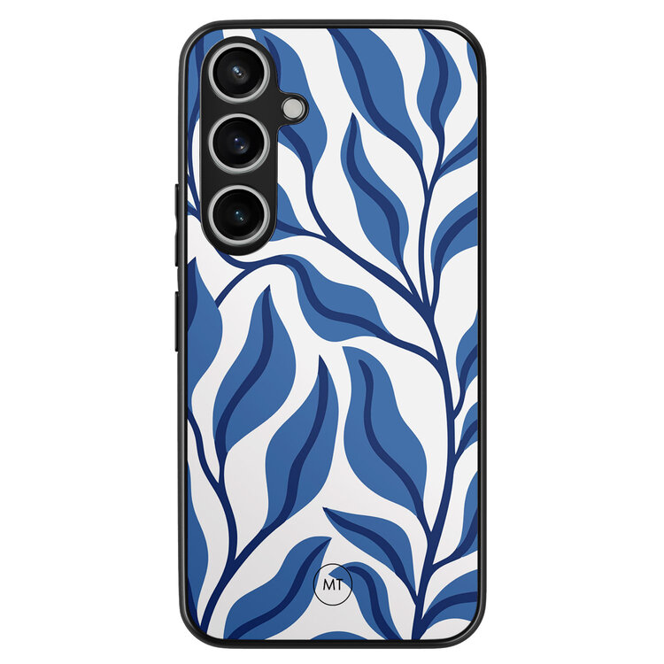 Mooie Telefoonhoesjes Samsung Galaxy A35 hoesje - Blue leaves