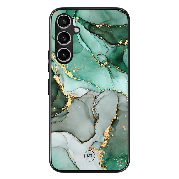 Mooie Telefoonhoesjes Samsung Galaxy S23 FE hoesje - Groen grijs marmer