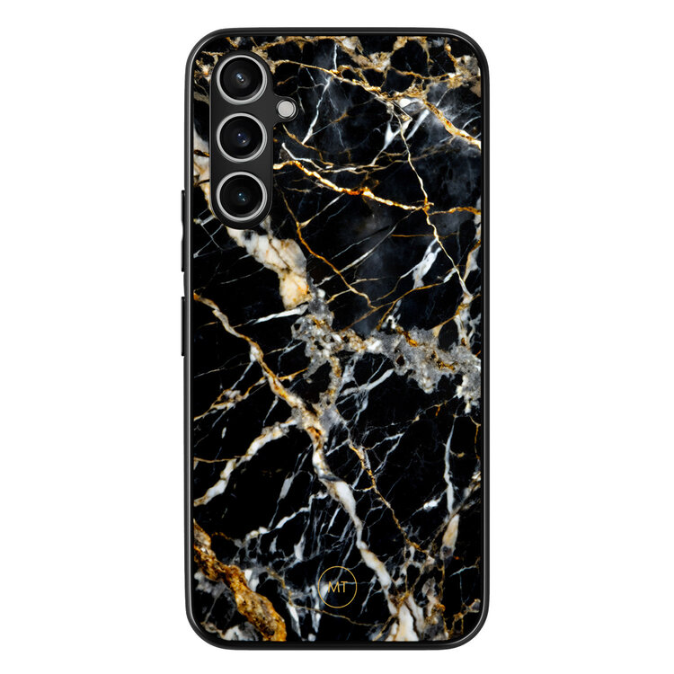 Mooie Telefoonhoesjes Samsung Galaxy A54 hoesje - Black marble elegance