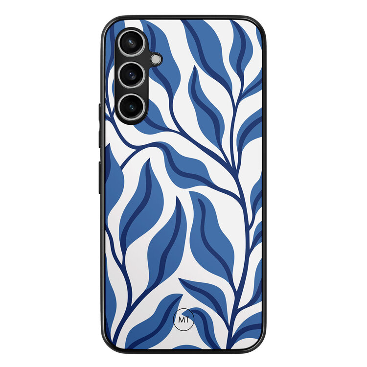 Mooie Telefoonhoesjes Samsung Galaxy A54 hoesje - Blue leaves