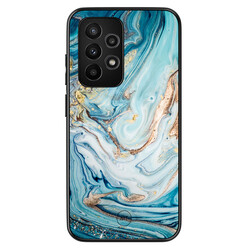 Mooie Telefoonhoesjes Samsung Galaxy A52(s) hoesje - Marmer blauw goud
