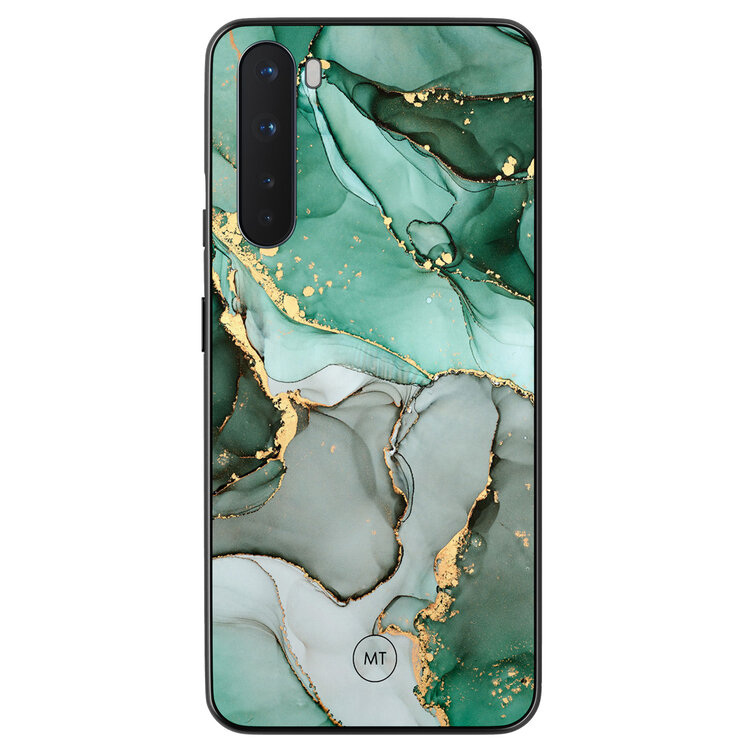 Mooie Telefoonhoesjes OnePlus Nord hoesje - Groen grijs marmer