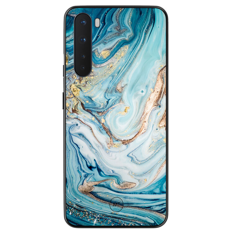 Mooie Telefoonhoesjes OnePlus Nord hoesje - Marmer blauw goud