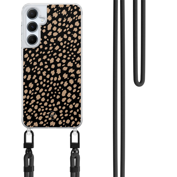 Mooie Telefoonhoesjes Samsung Galaxy A55 hoesje met zwart koord - Savannah spots