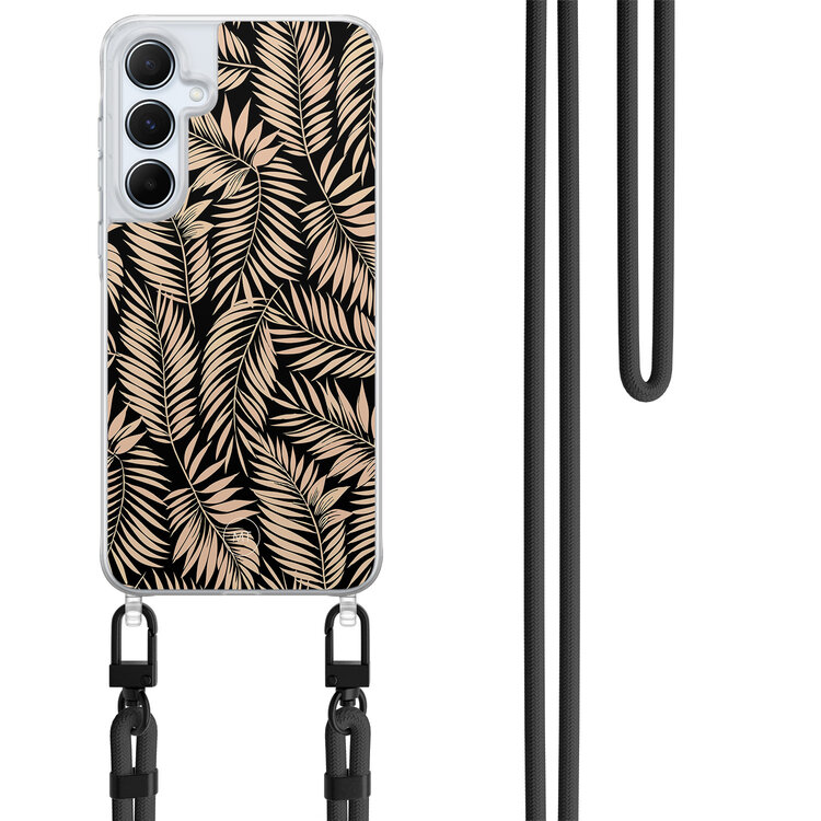Mooie Telefoonhoesjes Samsung Galaxy A55 hoesje met zwart koord - Palm silhouette