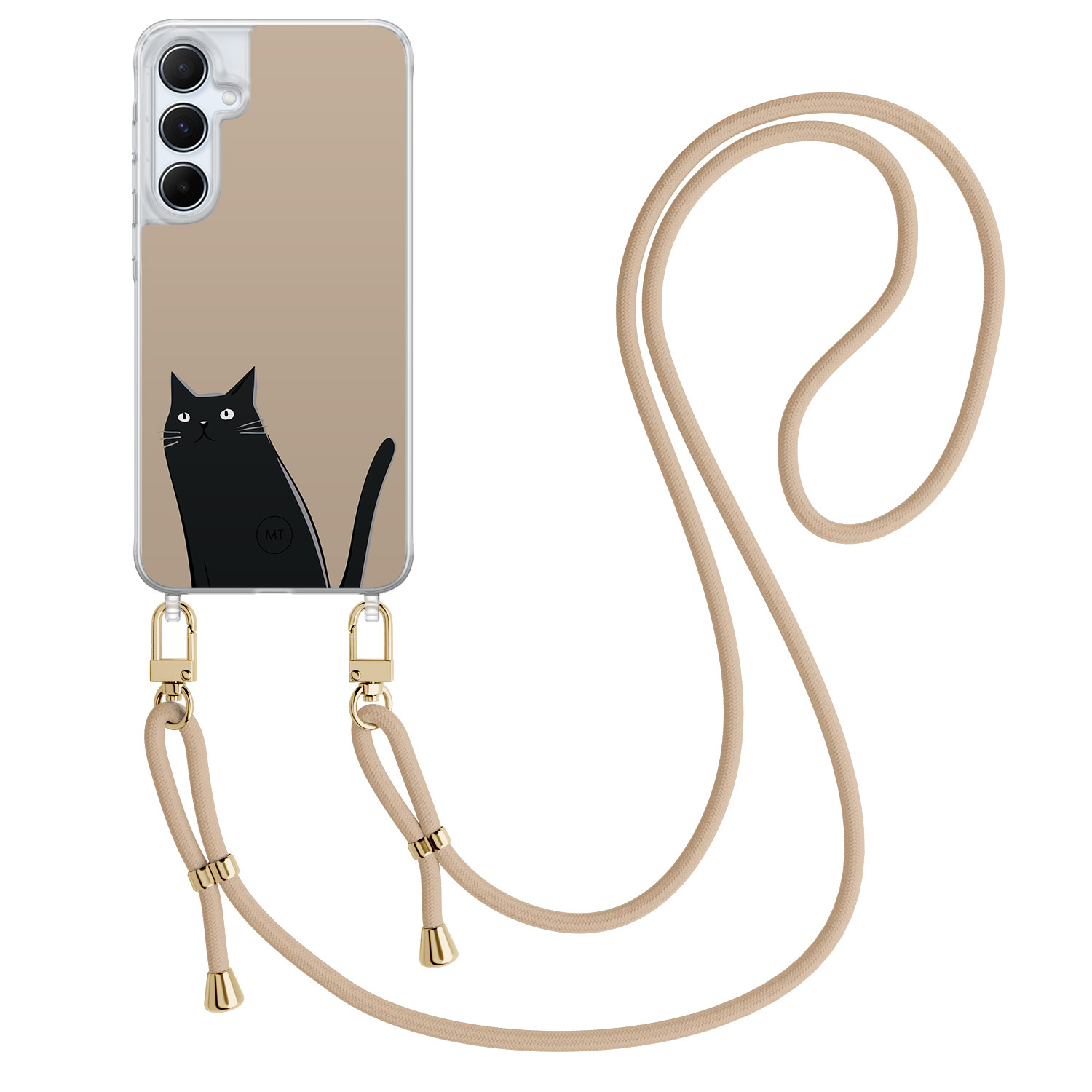 Mooie Telefoonhoesjes Samsung Galaxy A55 hoesje met beige koord - Purrflectly
