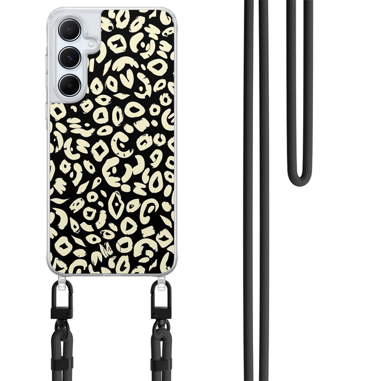 Mooie Telefoonhoesjes Samsung Galaxy A55 hoesje met zwart koord - Animal skin