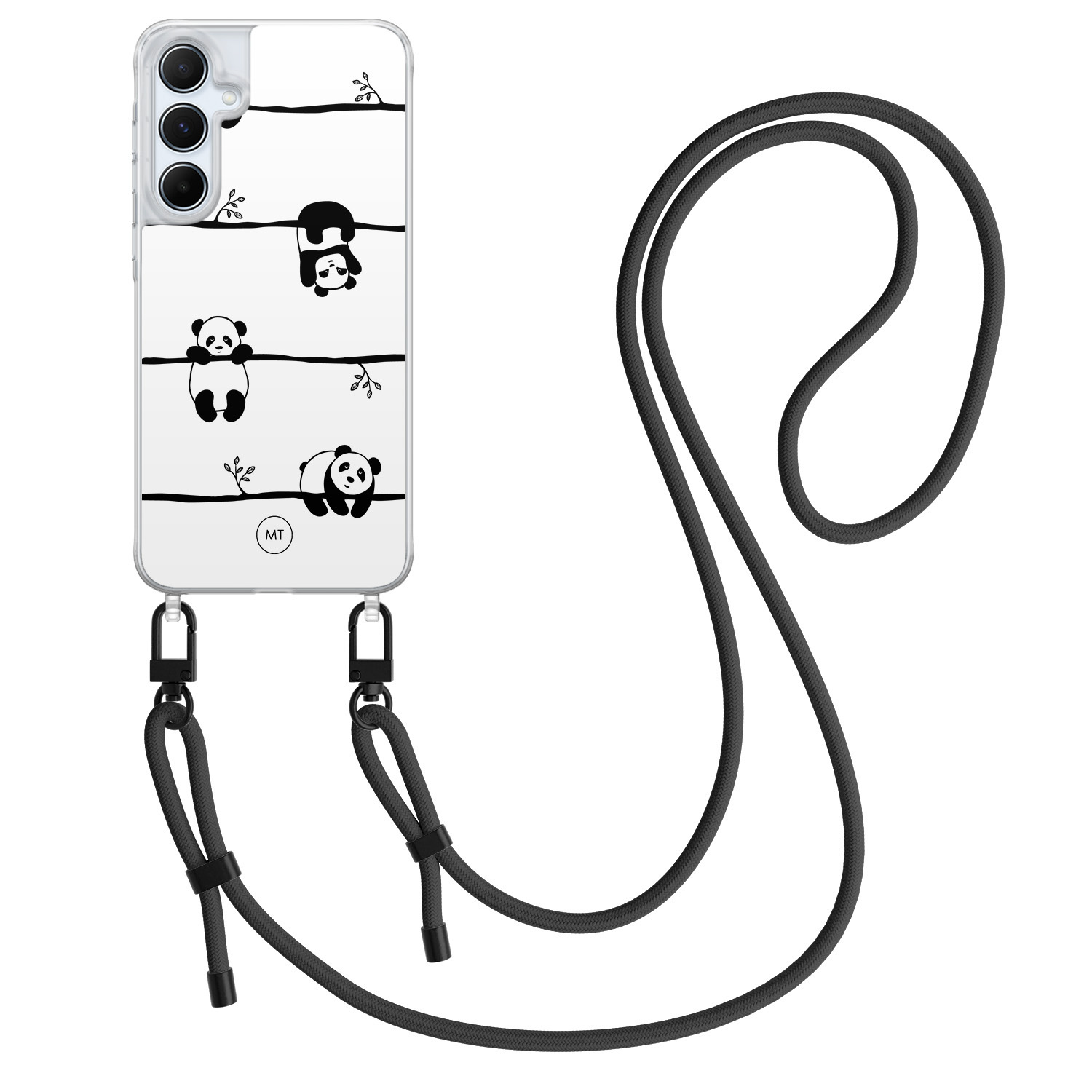 Mooie Telefoonhoesjes Samsung Galaxy A35 hoesje met zwart koord - Panda