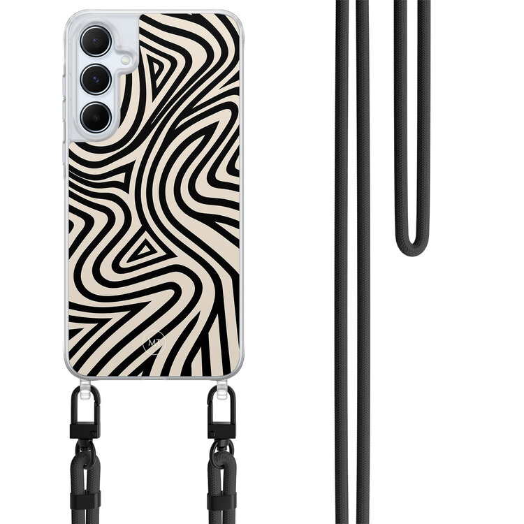 Mooie Telefoonhoesjes Samsung Galaxy A35 hoesje met zwart koord - Groovy lines