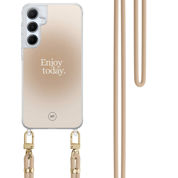 Mooie Telefoonhoesjes Samsung Galaxy A35 hoesje met beige koord - Enjoy today