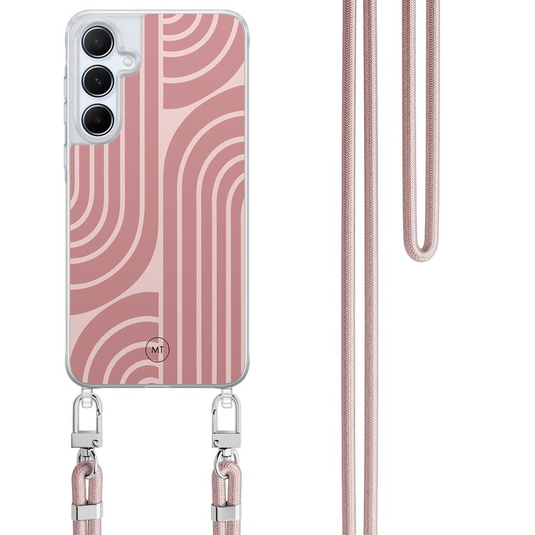 Mooie Telefoonhoesjes Samsung Galaxy A15 hoesje met rosegoud koord - Blush shapes