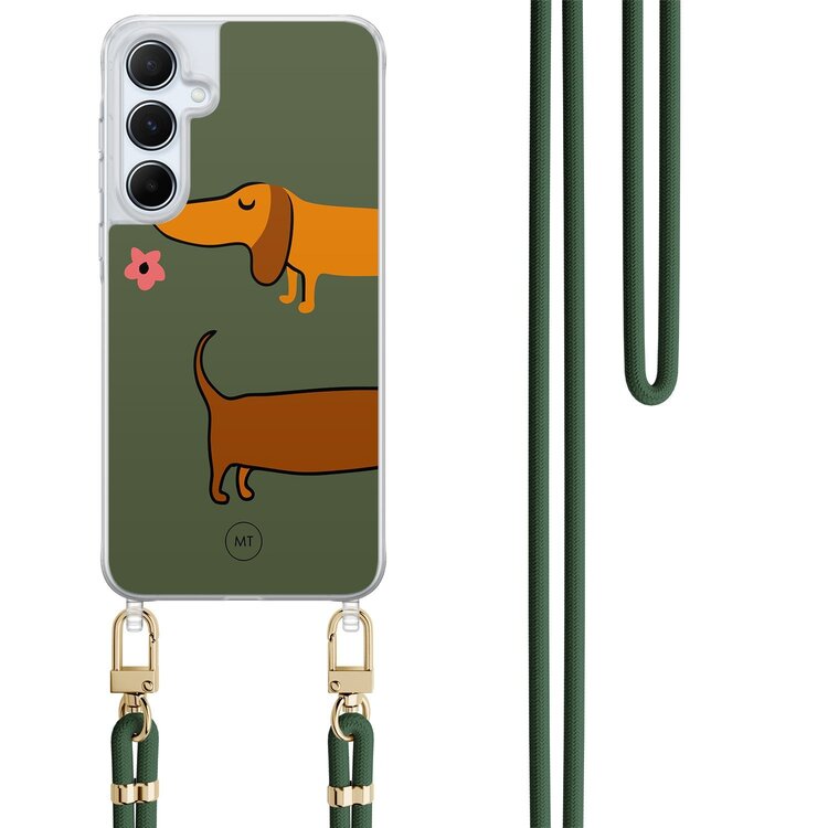Mooie Telefoonhoesjes Samsung Galaxy A15 hoesje met groen koord - Sausage stroll
