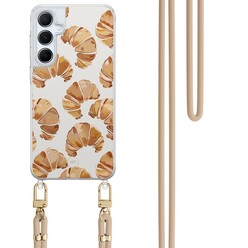 Mooie Telefoonhoesjes Samsung Galaxy A15 hoesje met beige koord - Croissant